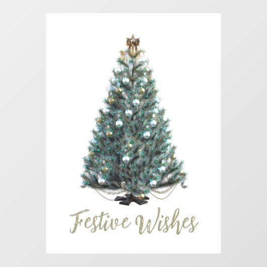 Festive Wishes. Christmas tree design ウィンドウサイン (シート)