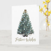 Festive Wishes. Christmas tree design カード (黄色い花)