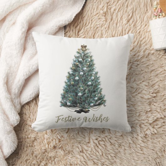 Festive Wishes. Christmas tree design クッション (ブランケット)