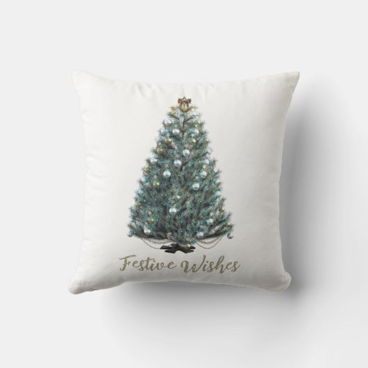 Festive Wishes. Christmas tree design クッション (裏面)