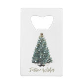 Festive Wishes. Christmas tree design クレジットカード栓抜き (裏面)