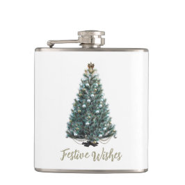 Festive Wishes. Christmas tree design フラスク
