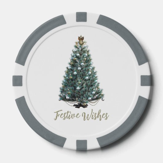 Festive Wishes. Christmas tree design ポーカーチップ (正面)