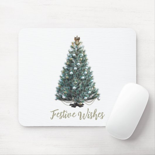 Festive Wishes. Christmas tree design マウスパッド (マウス)