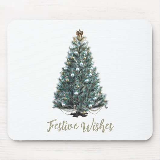 Festive Wishes. Christmas tree design マウスパッド (正面)