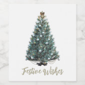 Festive Wishes. Christmas tree design ワインラベル (シングルラベル)