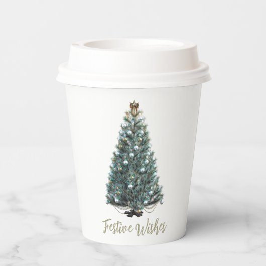 Festive Wishes. Christmas tree design 紙コップ (裏面)