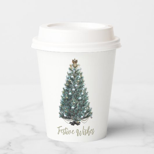 Festive Wishes. Christmas tree design 紙コップ (正面)