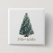 Festive Wishes. Christmas tree design 缶バッジ (正面)