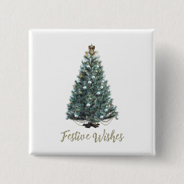 Festive Wishes. Christmas tree design 缶バッジ