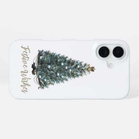 Festive Wishes. Christmas tree design iPhone 16ケース (裏面横)