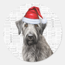 Festive  Wolfhound Dog Woof Word Art Christmas ラウンドシール