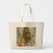 Festive woodland bunny christmas cute holiday  ラージトートバッグ (裏面)