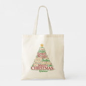 Festive Word Art Christmas Tree | Peace Hope Joy  トートバッグ (裏面)