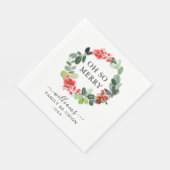 Festive Wreath Oh So Merry Family Reunion Custom スタンダードランチョンナプキン (角)