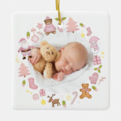 Festive Wreath Photo Christmas Ornament セラミックオーナメント (正面)