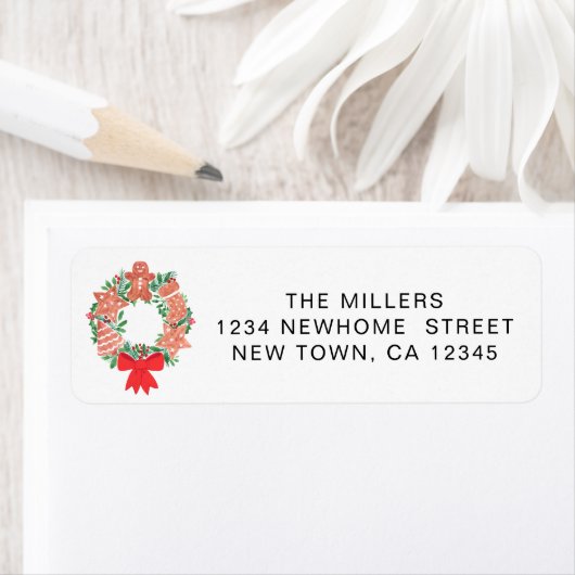 Festive Wreath Return Address ラベル (インサイチュ)