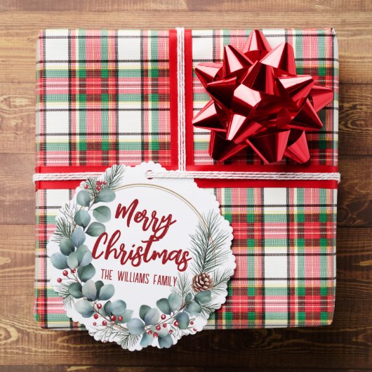 Festive Wreath with Red Berries and Eucalyptus  オーナメントカード (インサイチュ (ギフト))