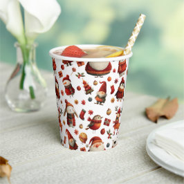 Festive Xmas Pattern Cute Watercolor Christmas  紙コップ