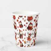 Festive Xmas Pattern Cute Watercolor Christmas  紙コップ (右)