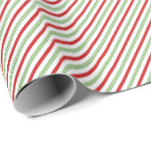 Festive Xmas Red Green White Diagonal Stripes ラッピングペーパー (ロールコーナー)