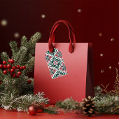 Festive Xmas Tree Pattern Red, Green & Gold ギフトタグ