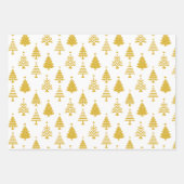 Festive Yellow and White Christmas Tree Pattern ラッピングペーパーシート (正面2)