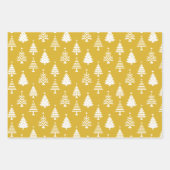 Festive Yellow and White Christmas Tree Pattern ラッピングペーパーシート (正面)