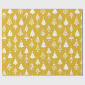 Festive Yellow and White Christmas Tree Pattern ラッピングペーパー (フラット)