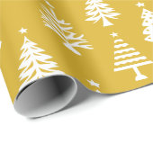 Festive Yellow and White Christmas Tree Pattern ラッピングペーパー (ロールコーナー)