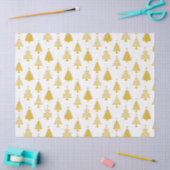 Festive Yellow and White Christmas Tree Pattern 薄葉紙 (クラフト)