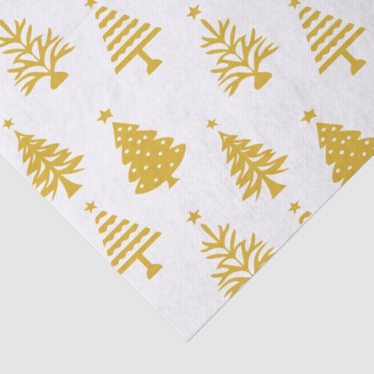Festive Yellow and White Christmas Tree Pattern 薄葉紙 (詳細)
