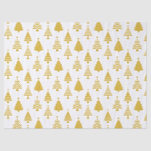Festive Yellow and White Christmas Tree Pattern 薄葉紙 (正面)
