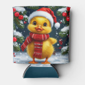 Festive Yellow Duckling in Santa Hat 缶クーラー (正面)