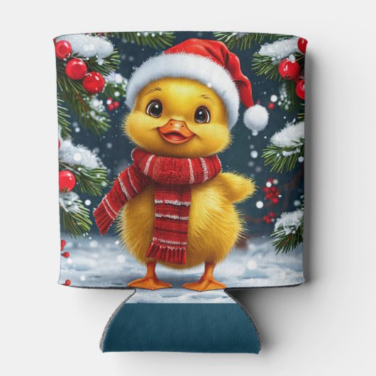 Festive Yellow Duckling in Santa Hat 缶クーラー (裏面)