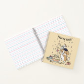 Festive Yellow Playful Dog Cartoon Celebration ノートブック (内部)