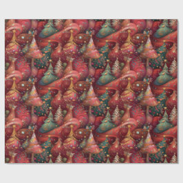 Festliche Christbäume in üppigen Farben und Gold ラッピングペーパー