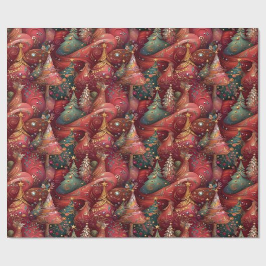 Festliche Christbäume in üppigen Farben und Gold ラッピングペーパー (フラット)