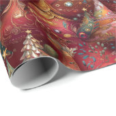 Festliche Christbäume in üppigen Farben und Gold ラッピングペーパー (ロールコーナー)