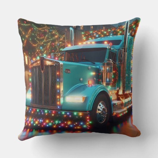 Festlicher Weihnachts-LKW mit Lichtern クッション (裏面)