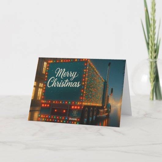  Festlicher Weihnachts-LKW mit Lichtern サンキューカード (裏面)