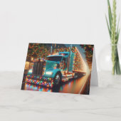  Festlicher Weihnachts-LKW mit Lichtern サンキューカード (正面)