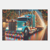 Festlicher Weihnachts-LKW mit Lichtern ラッピングペーパーシート (正面2)