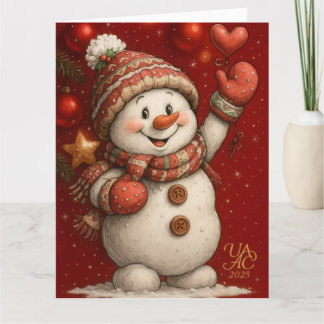 Festliches Weihnachtsmotiv auf rotem Hintergrund カード