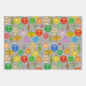 Festliches Weihnachtsschmuck-Muster ラッピングペーパーシート (正面)