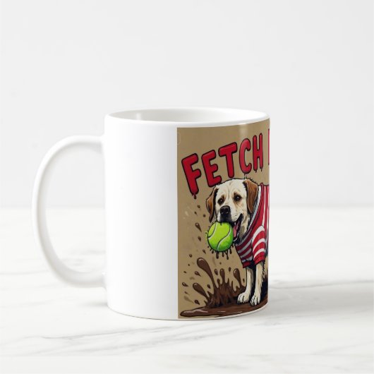 Fetch Happure犬ユーモアのあるのコーヒーカップ泥 コーヒーマグカップ (左)