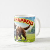 Fetch Happure犬ユーモアのあるのコーヒーカップ泥 コーヒーマグカップ (正面右)