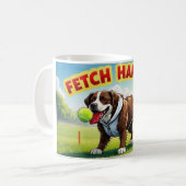 Fetch Happure犬ユーモアのあるのコーヒーカップ泥 コーヒーマグカップ (正面左)