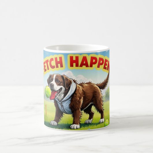 Fetch Happure犬ユーモアのあるのコーヒーカップ泥 コーヒーマグカップ (中央)