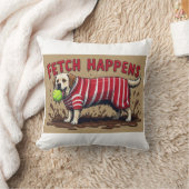 Fetch Occuesポスタユーモアのあるー泥ラブラドール犬 クッション (ブランケット)